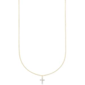 Kendra Scott White Diamond Cross Pendant Necklace in 14k Gold, Fine Jewelry for Women(14K YELLOW GOLD – CRYSTAL CLEAR DIAMOND)