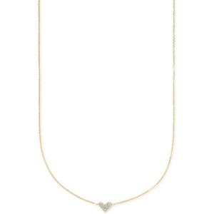 Kendra Scott White Diamond Heart Pendant Necklace in 14k Gold, Fine Jewelry for Women(14K YELLOW GOLD – CRYSTAL CLEAR DIAMOND)
