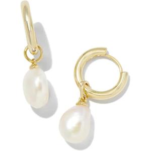 Kendra Scott Willa Pearl Huggie Earrings in White Pearl, Fashion Jewelry for Women(GOLD – WHITE PEARL)
