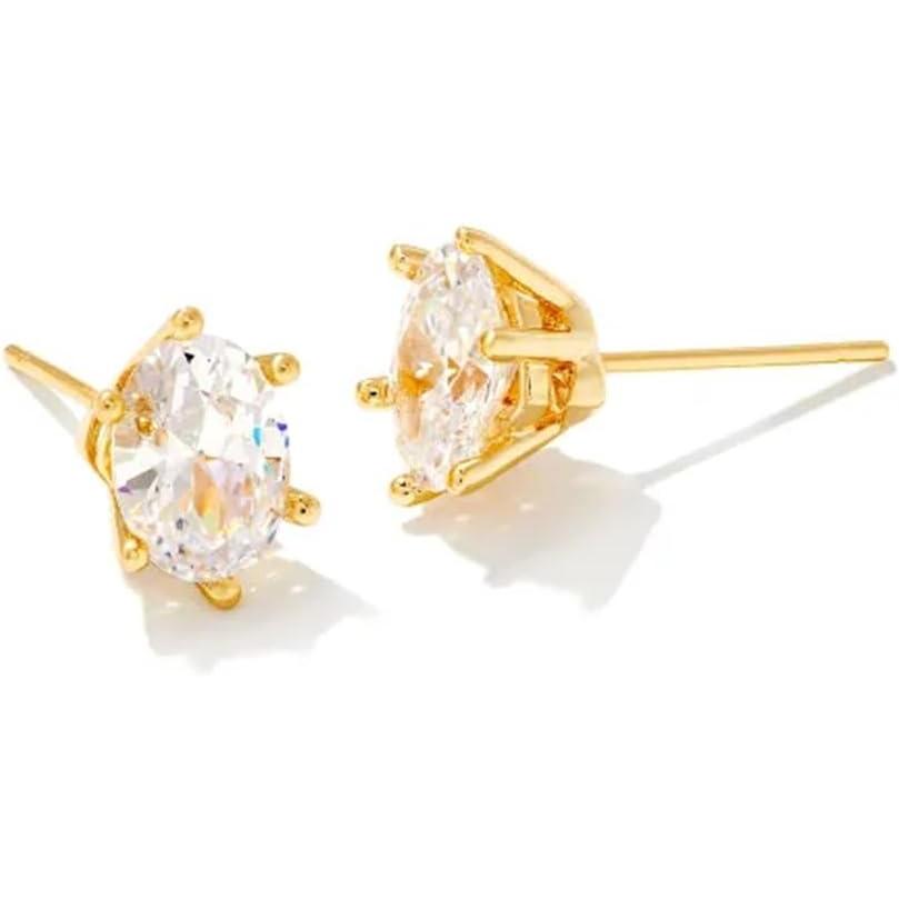 imageKendra Scott Cailin Crystal Stud Earrings in White Crystal Fashion Jewelry for WomenGOLD  WHITE CUBIC ZIRCONIA