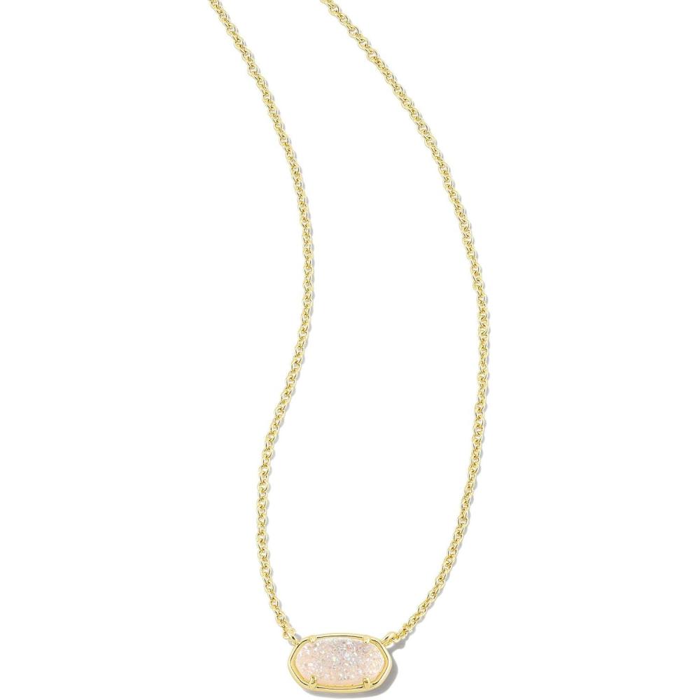 imageKendra Scott Grayson Stone Pendant Necklace Brass Construction 14K Gold Plating Lobster ClaspGOLD IRIDESCENT DRUSY