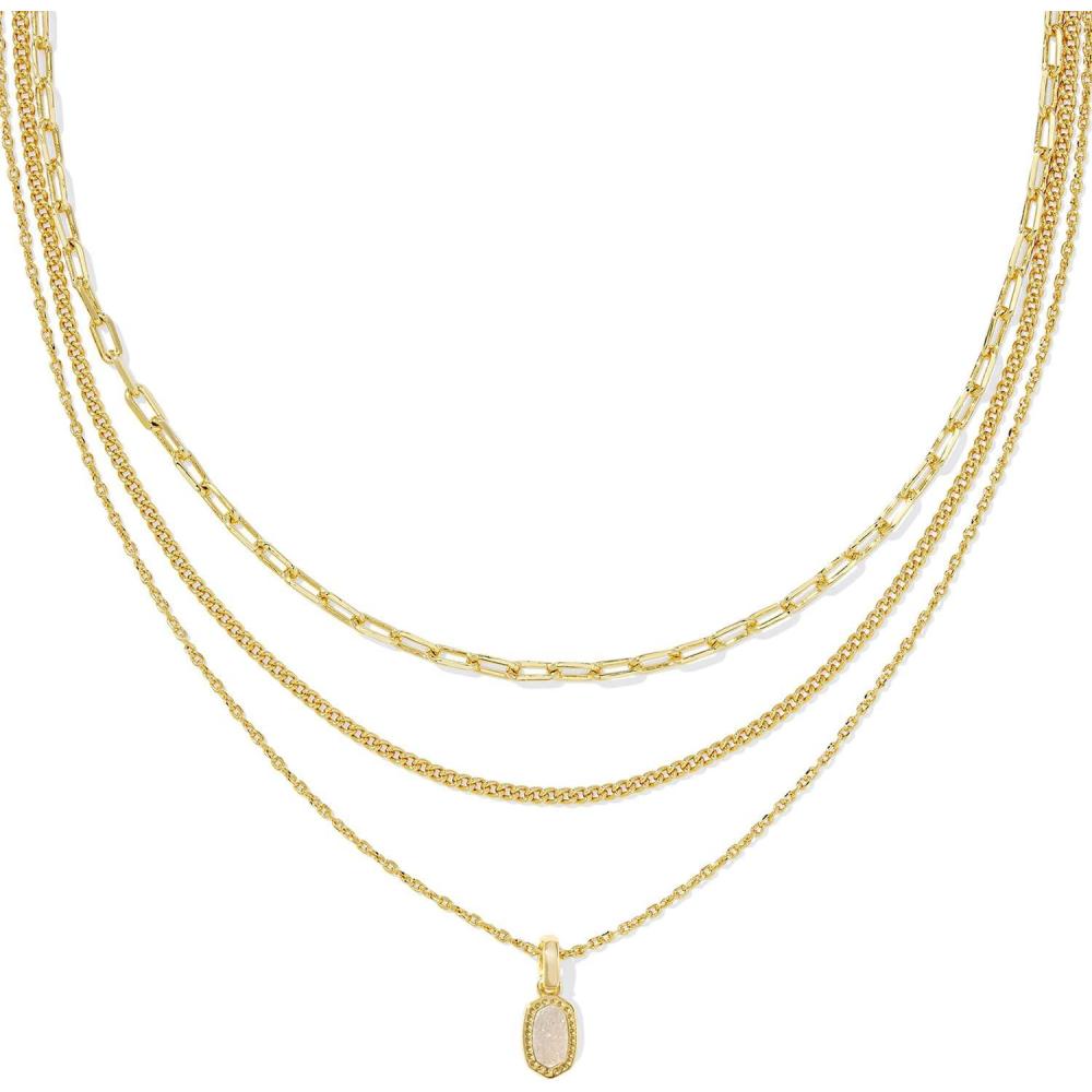 imageKendra Scott Mini Elisa Triple Strand Necklace Fashion Jewelry for WomenIRIDESCENT DRUSY