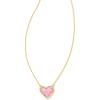 Kendra Scott Ari Heart Short Pendant Necklace in 14k Gold-Plated Brass, Bubblegum Pink Opal, Fashion Jewelry for Women