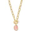 Kendra Scott Daphne Link And Chain Necklace, Fashion Jewelry for Women(LIGHT PINK IRIDESCENT ABALONE)