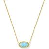 Kendra Scott Elisa Oval Pendant Necklace in Red White and Blue Star Illusion and Gold(GOLD – LIGHT TEAL KYOCERA OPAL)