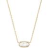 Kendra Scott Elisa Oval Pendant Necklace in Red White and Blue Star Illusion and Gold(Ivory)