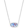 Kendra Scott Elisa Oval Pendant Necklace in Red White and Blue Star Illusion and Gold(Silver Red White Blue Star Illusion)