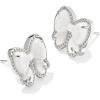 Kendra Scott Haley Bow Stud Earrings, Fashion Jewelry for Women(RHODIUM – IVORY MOTHER OF PEARL)