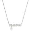 Kendra Scott Mama Crystal Short Pendant Necklace, White Cubic Zirconia, Fashion Jewelry for Women(RHODIUM METAL)