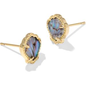 Kendra Scott Brynne Shell Stud Earrings, Fashion Jewelry for Women(Gold Abalone Shell)