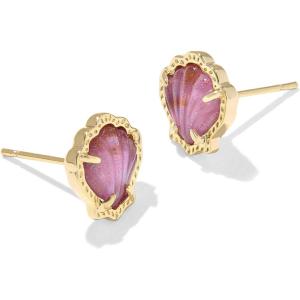 Kendra Scott Brynne Shell Stud Earrings, Fashion Jewelry for Women(Gold Purple Iridescent Abalone Illusion)