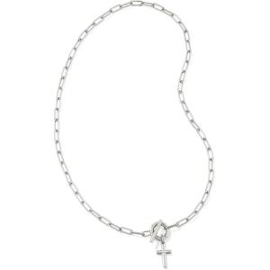 Kendra Scott Cross Link and Chain Necklace, Fashion Jewelry for Women(RHODIUM METAL)