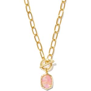Kendra Scott Daphne Link And Chain Necklace, Fashion Jewelry for Women(LIGHT PINK IRIDESCENT ABALONE)