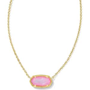 Kendra Scott Elisa Oval Pendant Necklace in Red White and Blue Star Illusion and Gold(BLUSH IVORY MOP)