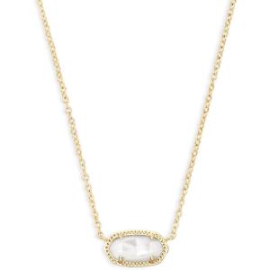 Kendra Scott Elisa Oval Pendant Necklace in Red White and Blue Star Illusion and Gold(Ivory)