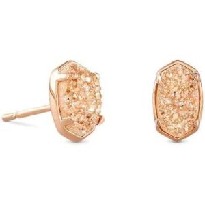 Kendra Scott Emilie Stud Earrings for Women, Fashion Jewelry(ROSE GOLD – SAND DRUSY)