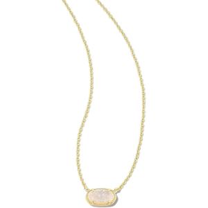Kendra Scott® Grayson Stone Pendant Necklace – Brass Construction – 14K Gold Plating – Lobster Clasp(GOLD – IRIDESCENT DRUSY)