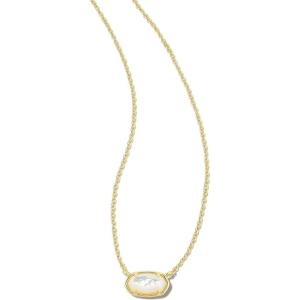 Kendra Scott® Grayson Stone Pendant Necklace – Brass Construction – 14K Gold Plating – Lobster Clasp(GOLD – IVORY MOTHER OF PEARL)