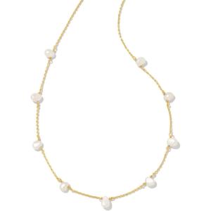 Kendra Scott Leighton 14k Gold-Plated Pearl Strand Necklace in White Pearl, Fashion Jewelry for Women