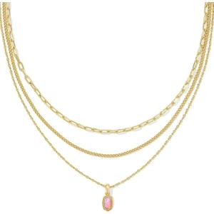 Kendra Scott Mini Elisa Triple Strand Necklace, Fashion Jewelry for Women(CARNATION KYOCERA OPAL)