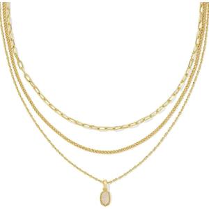 Kendra Scott Mini Elisa Triple Strand Necklace, Fashion Jewelry for Women(IRIDESCENT DRUSY)