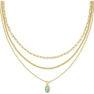 Kendra Scott Mini Elisa Triple Strand Necklace, Fashion Jewelry for Women(LIGHT TEAL KYOCERA OPAL)