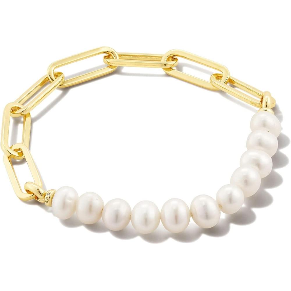imageKendra Scott Ashton Gold Half Chain Bracelet in White Pearl Fashion Jewelry For Women