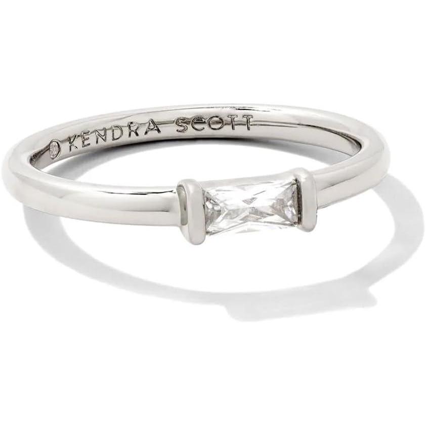 imageKendra Scott Juliette Band Ring in White Crystal Fashion Jewelry for WomenRHODIUM  WHITE CRYSTAL