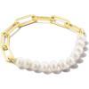 Kendra Scott Ashton Gold Half Chain Bracelet in White Pearl, Fashion Jewelry For Women