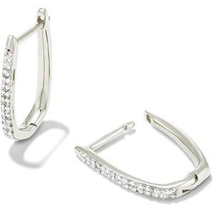 Kendra Scott Ellen Luxe Sterling Silver Huggie Earrings in White Sapphire, Fine Jewelry for Women