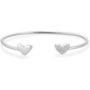 Kendra Scott Ari Heart Sterling Silver Cuff Bracelet in White Diamond, Fine Jewelry for Women