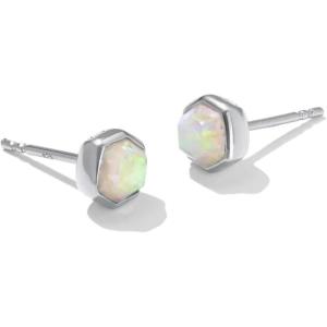 Kendra Scott Davie Stud Earring, Sterling Silver, Kyocera Opal