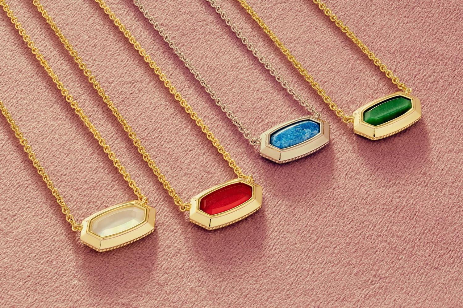 imageKendra Scott Elisa Bezel Short Pendant Necklace Fashion Jewelry for WomenGOLD CARMINE RED ILLUSION