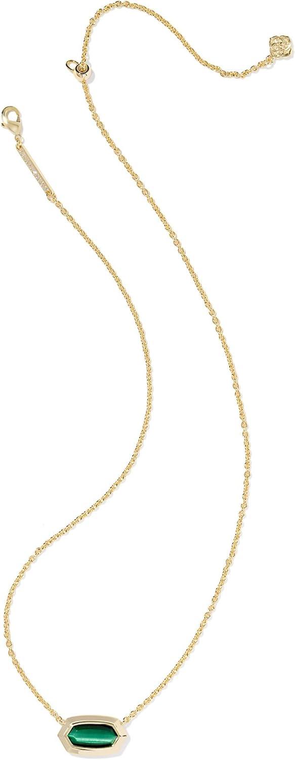 imageKendra Scott Elisa Bezel Short Pendant Necklace Fashion Jewelry for WomenGOLD GREEN TIGERS EYE