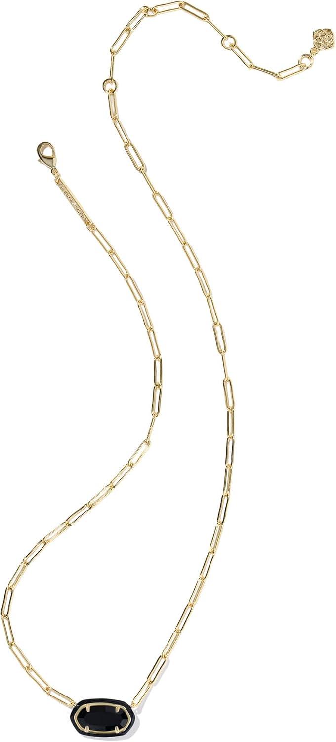imageKendra Scott Elisa Enamel Frame Paperclip Necklace Fashion Jewelry for WomenBLACK AGATE