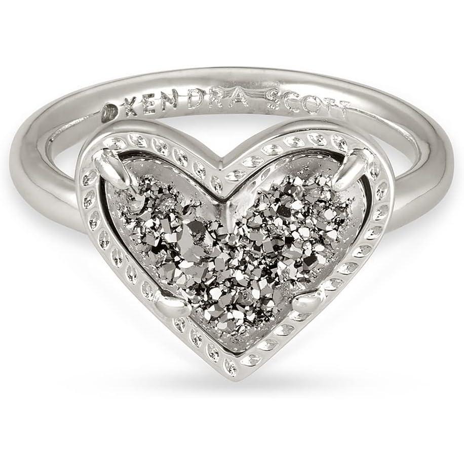imageKendra Scott Ari Heart Band RingRHODIUM  PLATINUM DRUSY