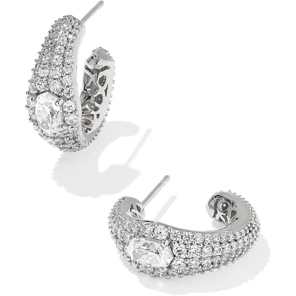 imageKendra Scott Bella Hoop Earrings Fashion Jewelry for WomenRHODIUM  WHITE CZ