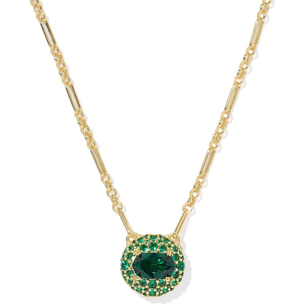 imageKendra Scott Bella Short Pendant Necklace Fashion Jewelry for WomenGOLD  DARK GREEN CRYSTAL