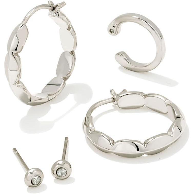 imageKendra Scott Brooke Huggie amp Stud Earrings for Women Fashion JewelryRHODIUM METAL