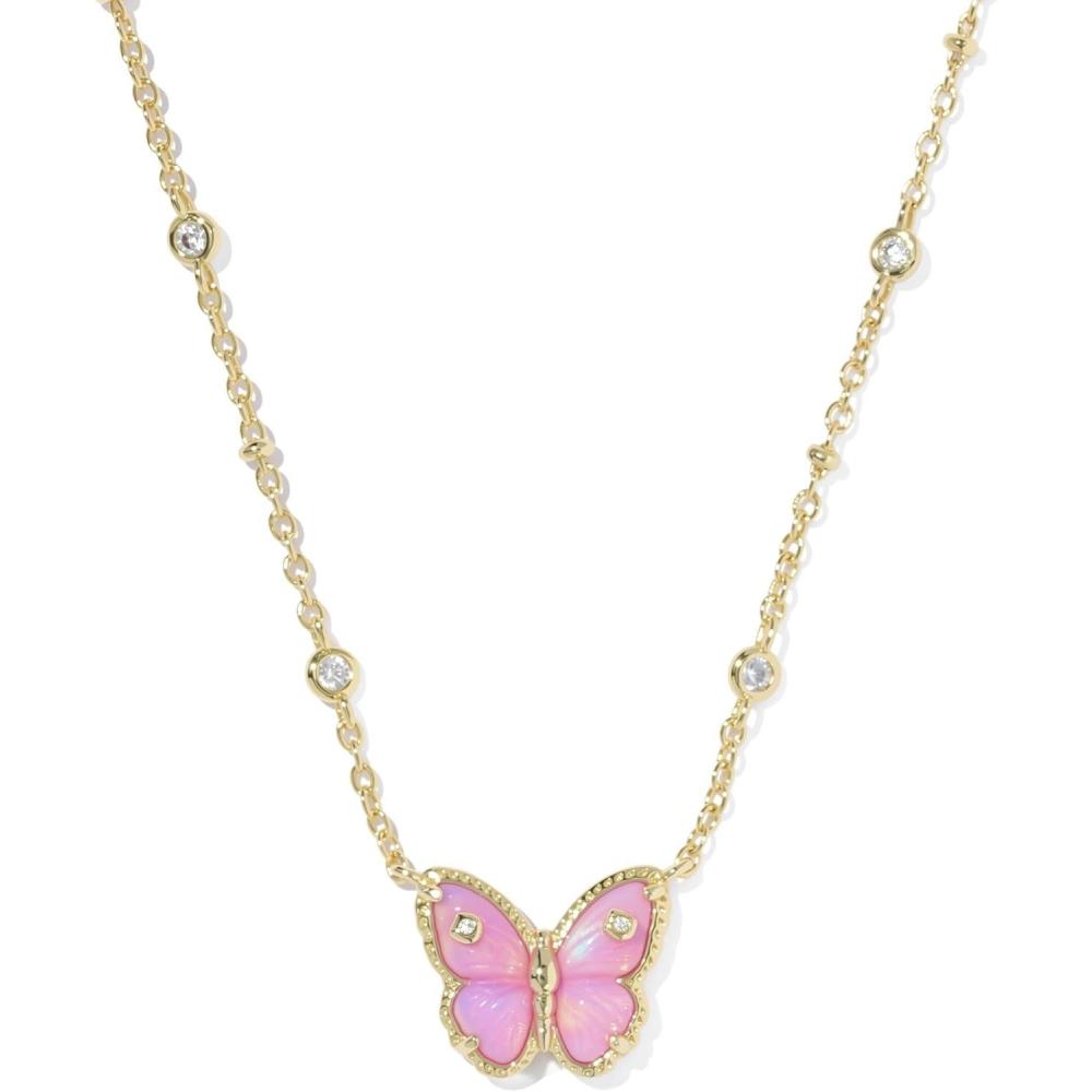 imageKendra Scott Cailey Butterfly Pendant Necklace Fashion Jewelry for WomenGOLD PINK OPALESCENT RESIN