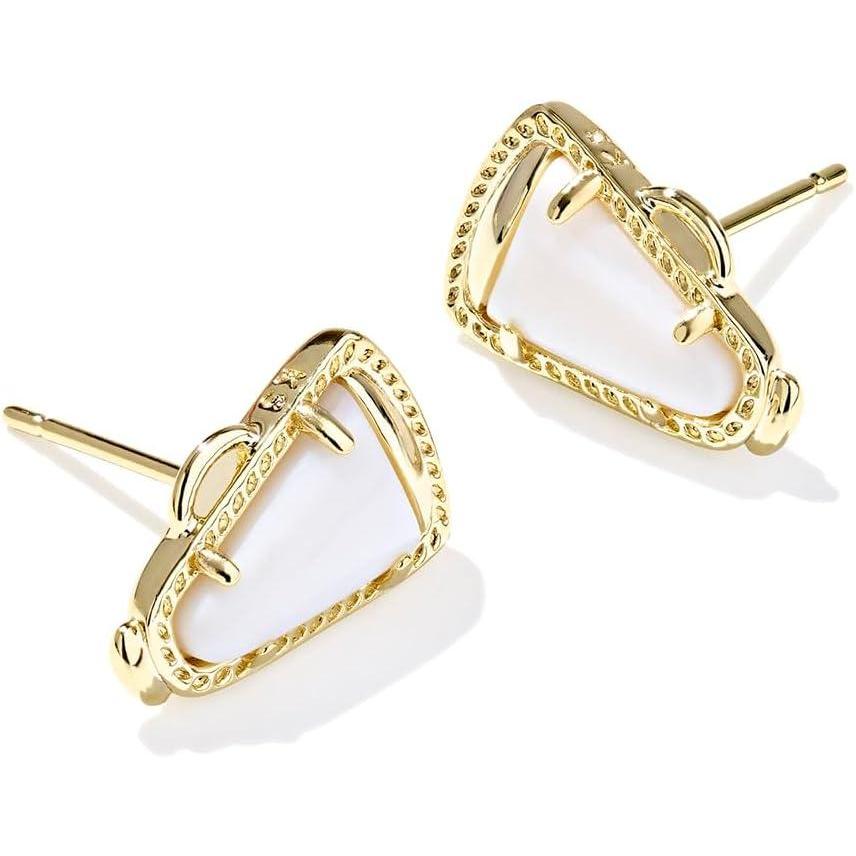 imageKendra Scott Cheer Stud Earrings 14K GoldPlated Brass Fashion Jewelry for Women White Mother Of Pearl