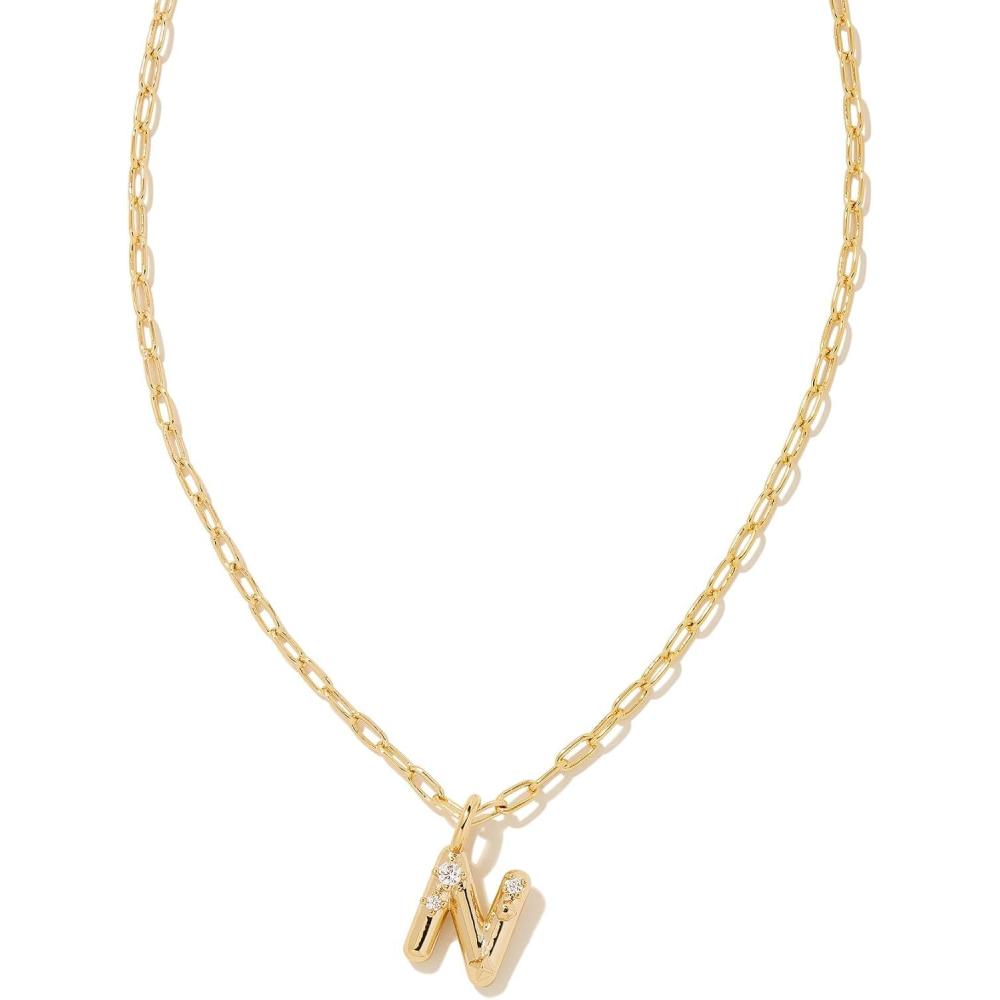 imageKendra Scott Crystal Letter Short Pendant Necklace Fashion Jewelry for WomenLetter N GOLDPLATED