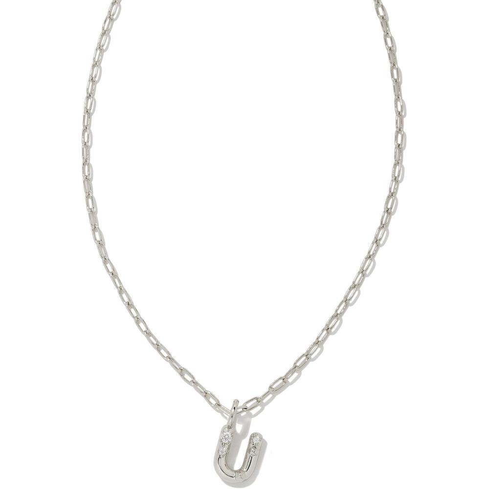 imageKendra Scott Crystal Letter Short Pendant Necklace Fashion Jewelry for WomenLetter U RHODIUMPLATED