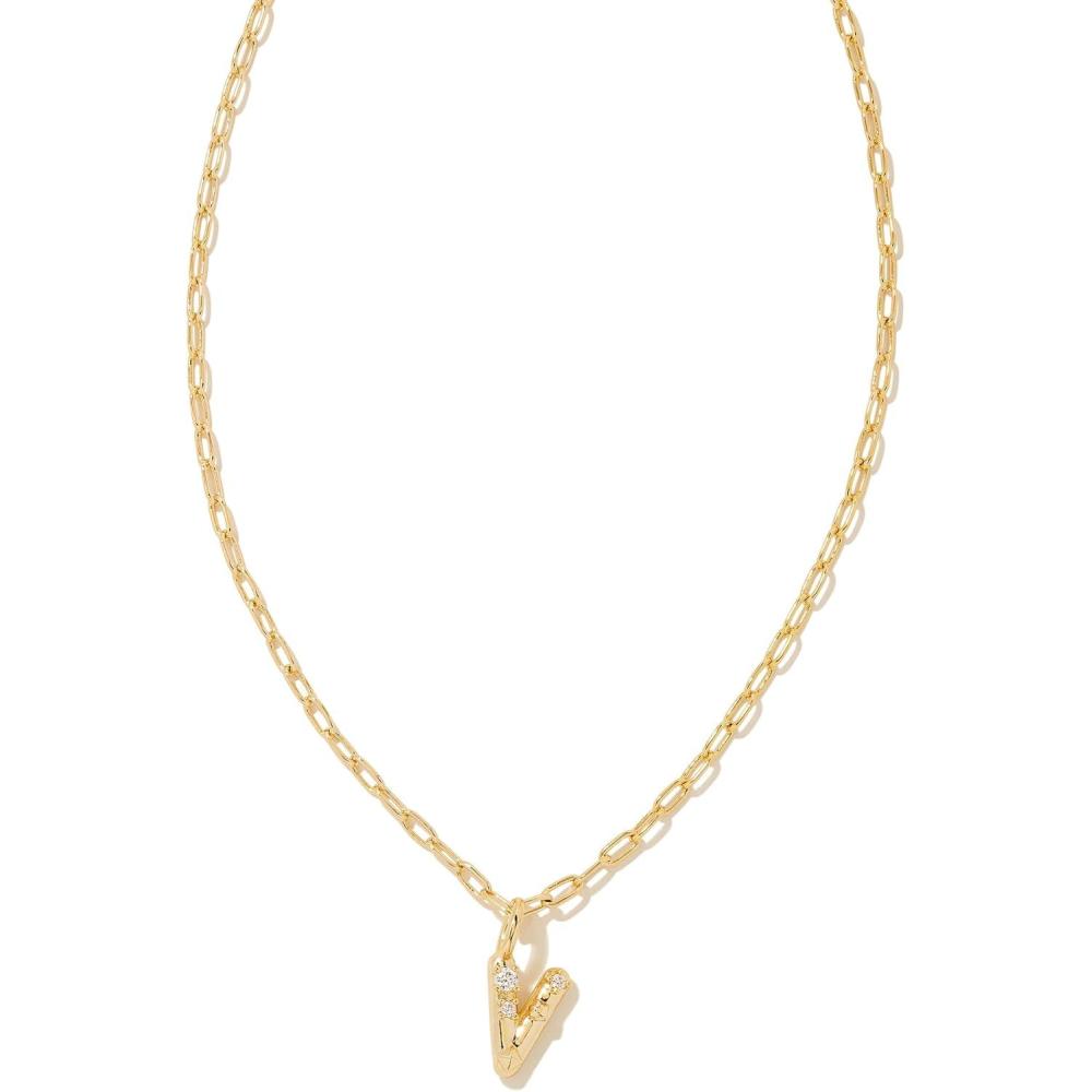 imageKendra Scott Crystal Letter Short Pendant Necklace Fashion Jewelry for WomenLetter V GOLDPLATED