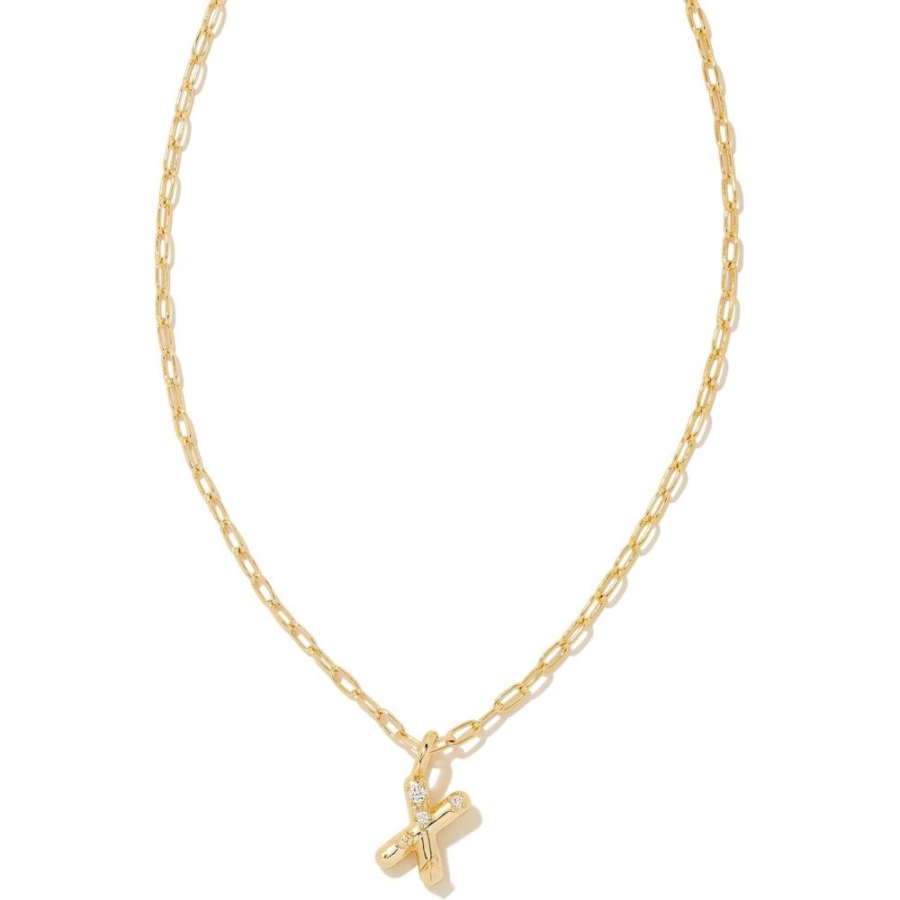 imageKendra Scott Crystal Letter Short Pendant Necklace Fashion Jewelry for WomenLetter X GOLDPLATED