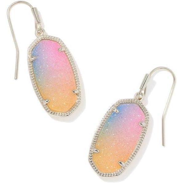 imageKendra Scott Dani Drop Earrings for Women Fashion JewelryRHODIUM  PINK WATERCOLOR DRUSY