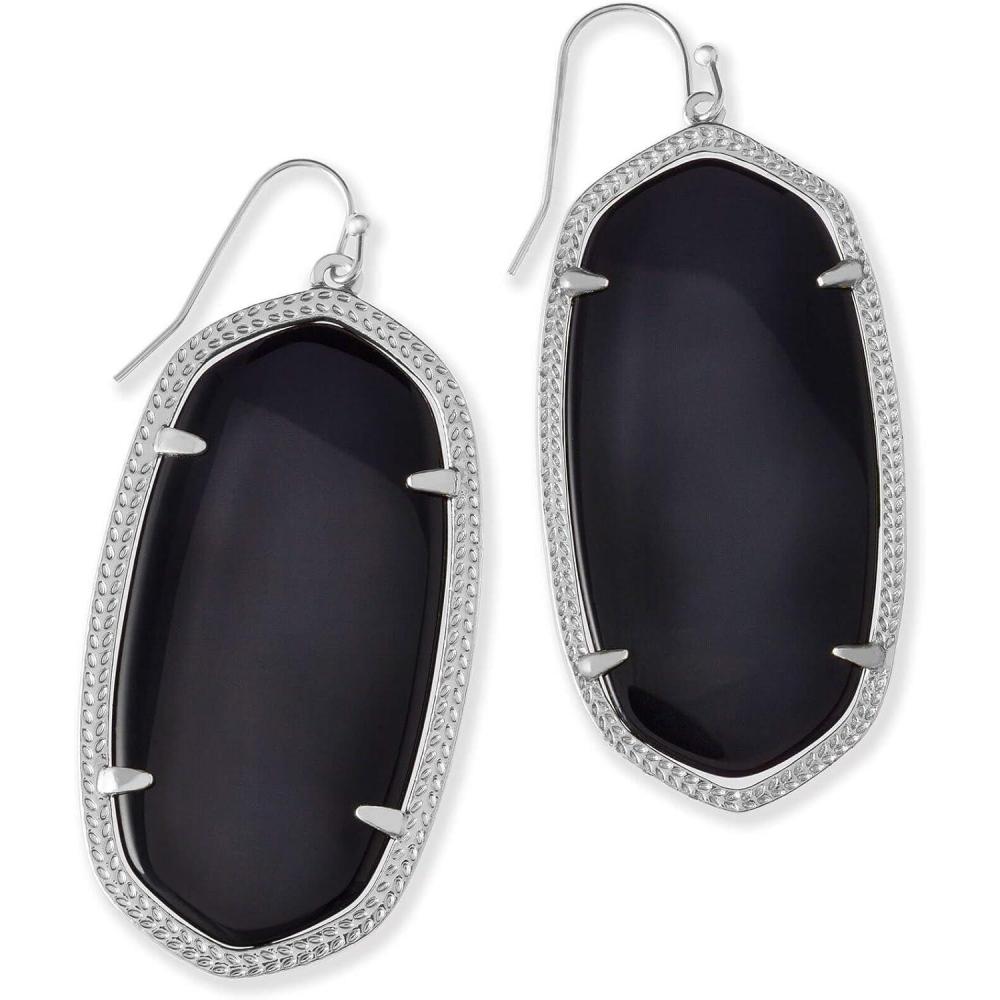imageKendra Scott Danielle Statement Earrings for Women Fashion JewelryRHODIUM  BLACK OPAQUE GLASS