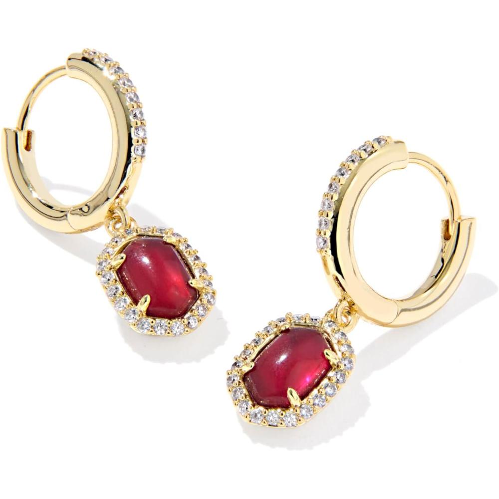imageKendra Scott Daphne Crystal Frame Huggie Earrings Fashion Jewelry for WomenGOLD  DARK BURGUNDY ILLUSION