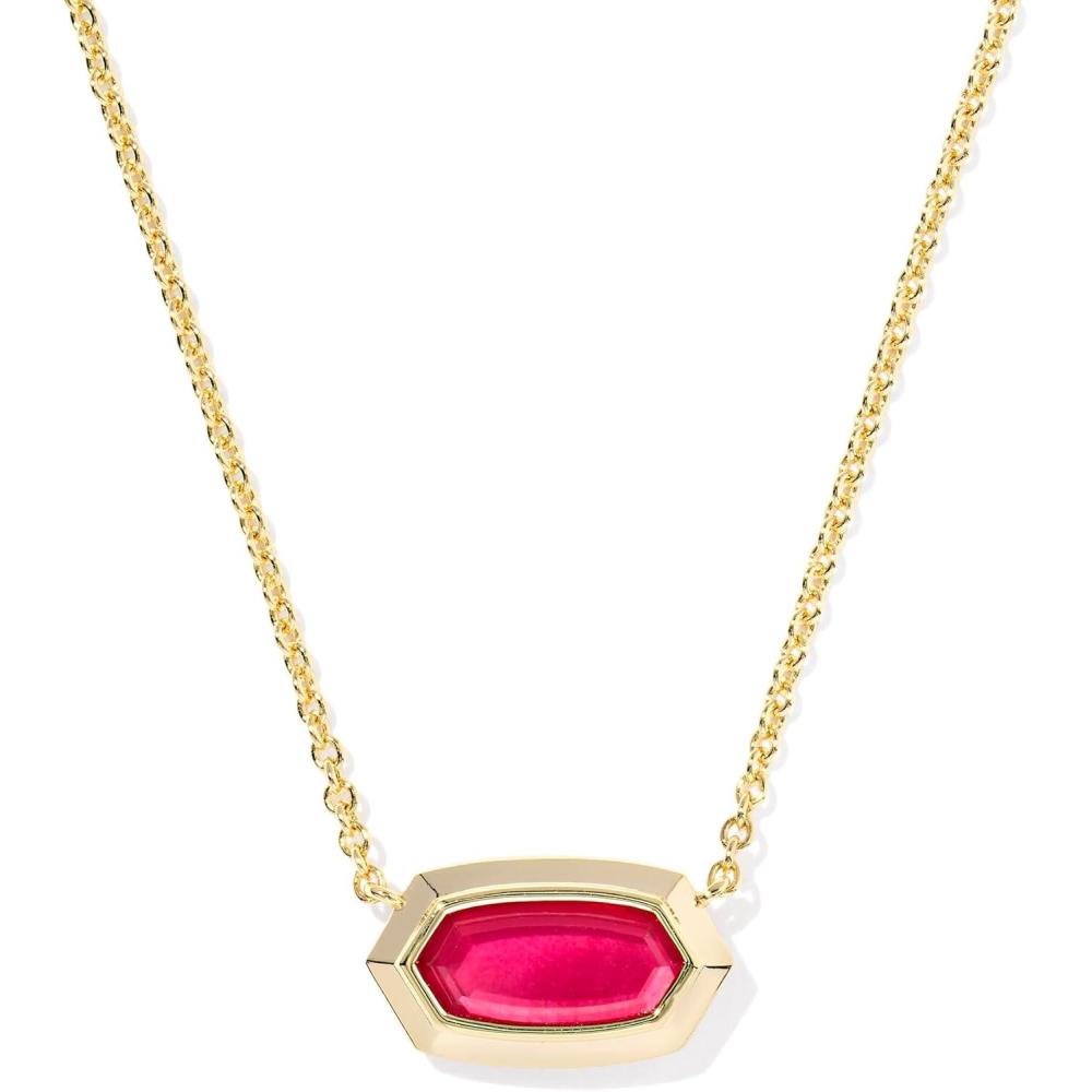 imageKendra Scott Elisa Bezel Short Pendant Necklace Fashion Jewelry for WomenGOLD CARMINE RED ILLUSION