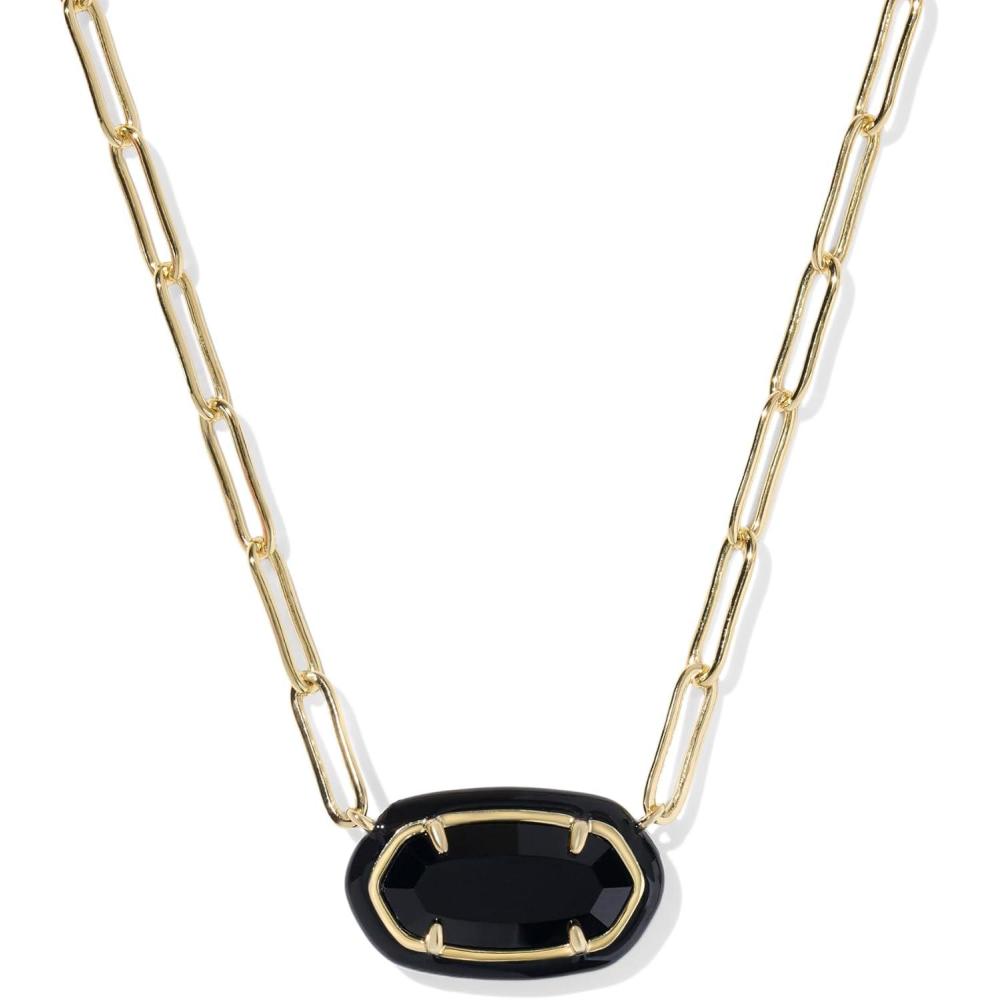 imageKendra Scott Elisa Enamel Frame Paperclip Necklace Fashion Jewelry for WomenBLACK AGATE
